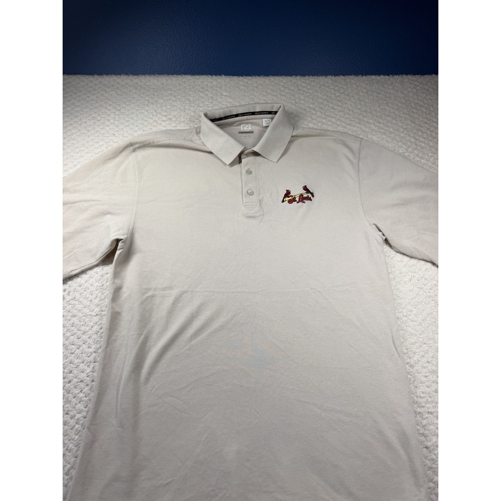 Cutter and Buck St Louis Cardinals Mens Beige Short Sleeve Polo Size XL